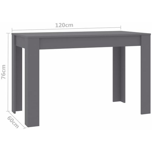 Blagovaonski stol visoki sjaj sivi 120 x 60 x 76 cm od iverice slika 12