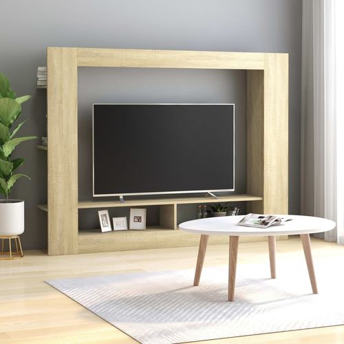 TV ormarić boja hrasta 152 x 22 x 113 cm od konstruiranog drva slika 1
