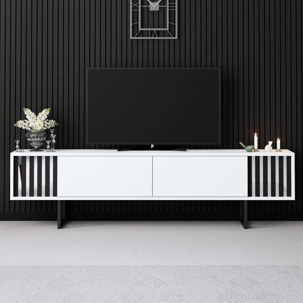 TV Stalak Chrome Line - Bijela i Crna slika 2