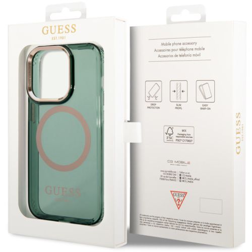 Guess Futrola za iPhone 14 Pro Max GOLD OUTLINE TRANSLUCENT KAKI MagSafe slika 2