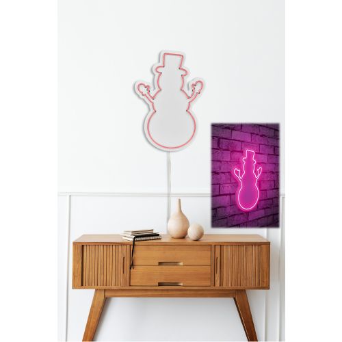 Wallity Ukrasna plastična LED rasvjeta, Snowman - Pink slika 3