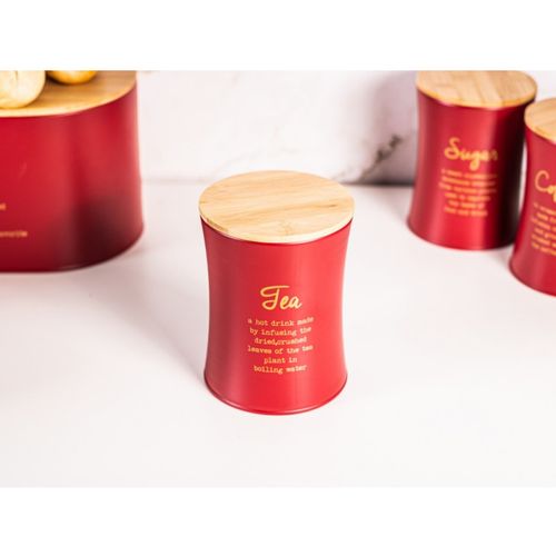 Altom Design stožasta posuda za čaj s bambusovim poklopcem crvena, dekor TEA - 0204018414 slika 5