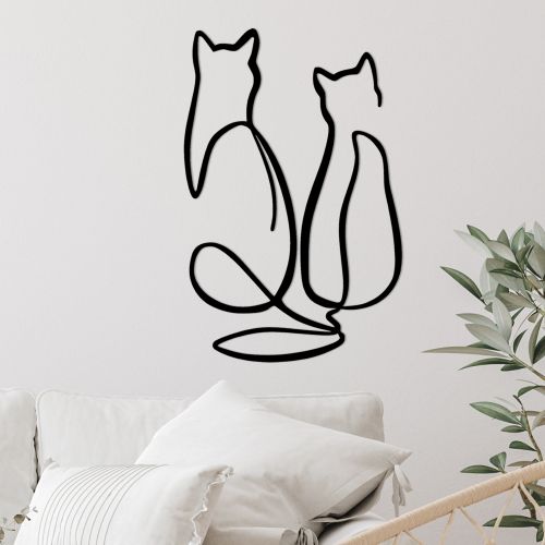 Wallity Metalna zidna dekoracija, Couple Cat Love slika 3