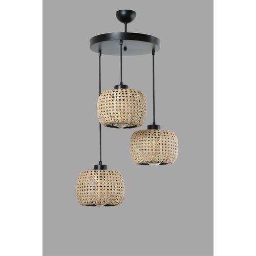 Tıger 3 Lü Tepsili Rattan Sarkıt Rattan Chandelier slika 3