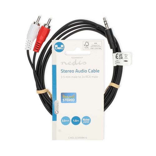 Kabel NEDIS audio stereo, 3.5mm (M) na 2xRCA (M), 1.5m slika 1