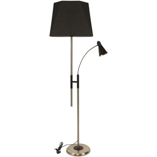 Forza Mat Krom Lambader Altıgen Siyah Abajurlu Black Floor Lamp slika 1