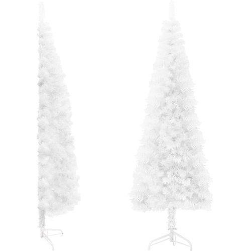 Tanka umjetna polovica božićnog drvca sa stalkom bijela 180 cm slika 2