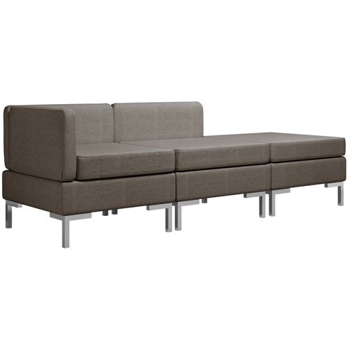 3-dijelni set sofa od tkanine smeđe-sivi slika 2