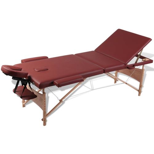 Stol za masažu,sklopivi sa drvenim okvirom,3 dijela,Crveni slika 9