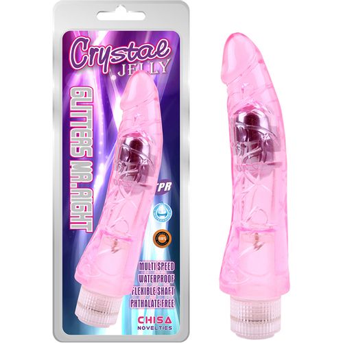 Roze Vibrator 22cm Glitters Mr.Right Pink slika 1