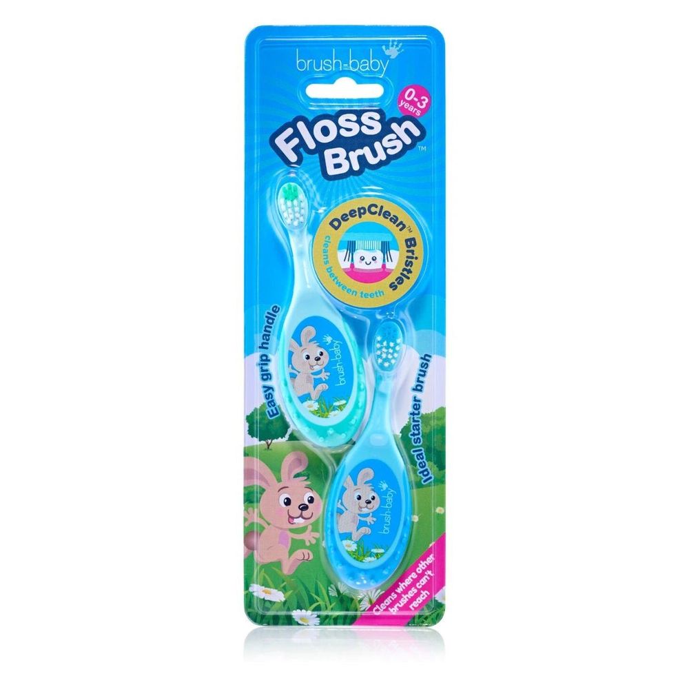 Brush-Baby Dječija četkica za zube FlossBrush 0-3 godine - Plava/Tirkiz, 2kom slika 2