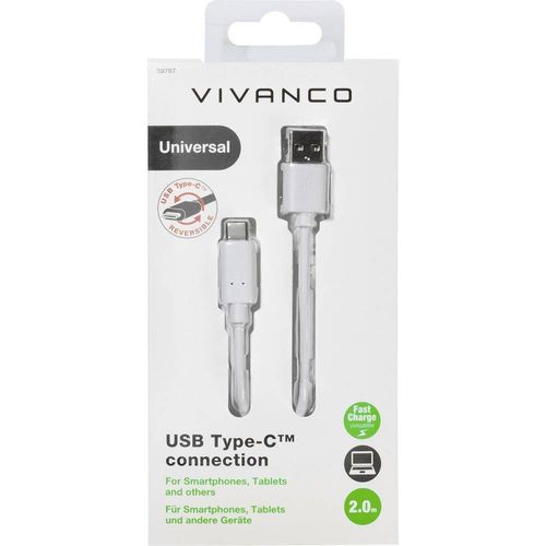 Vivanco USB kabel USB 2.0 USB-A utikač, USB-C® utikač 2.00 m bijela  38757 slika 2