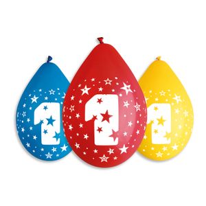 GS110-1W Balon broj 1 Mix boja 30cm, 5kom
