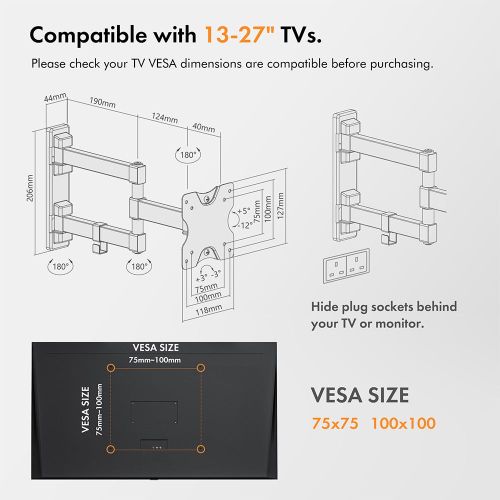 Nosač za TV/monitor VonHaus 23-27'' sklopivi do 35kg slika 8