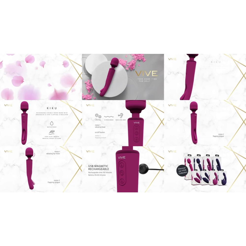 VIVE by Shots Kiku - dvostrani vibrator s inovativnim stimulatorom mlataranja G-točke - roza slika 5