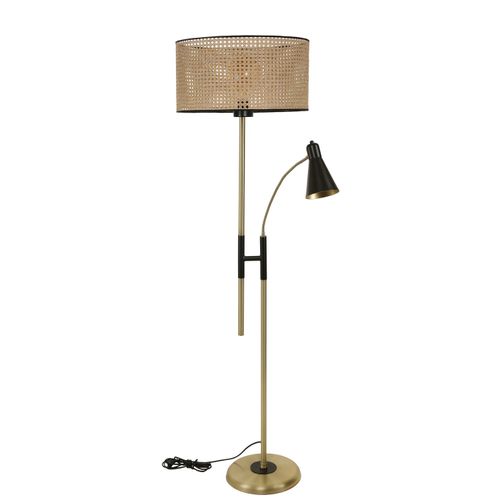 Forza Eskitme Lambader Silindir Rattan Abajurlu Wicker Black Floor Lamp slika 2