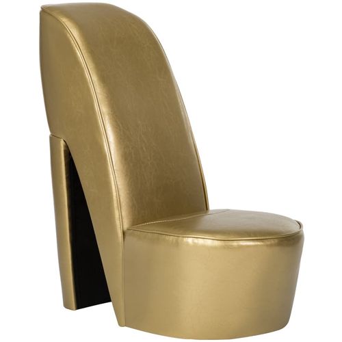 Stolica u obliku visoke pete od umjetne kože zlatna slika 25