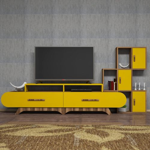 Woody Fashion TV jedinica, Flora S - Walnut, Yellow slika 3