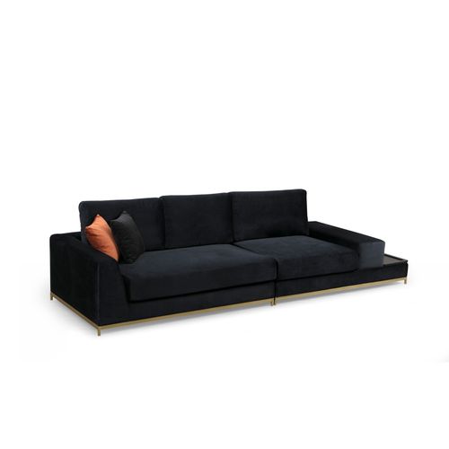 Atelier Del Sofa Četverosjed, LINE s integriranim stolićem, crni, Line With Side Table - Black slika 12