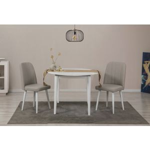 Vina 1005 3 v2 - White, Cream White
Cream Extendable Dining Table & Chairs Set (3 Pieces)