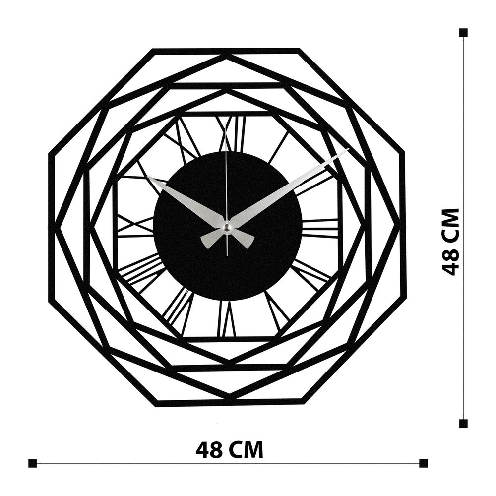 Enzoclock - S012 Crni Dekorativni Metalni Zidni Sat slika 6