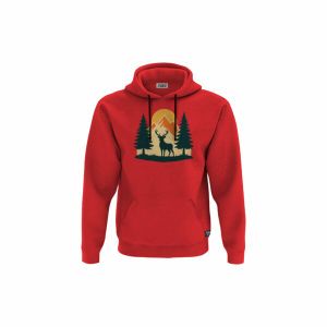 XGB3 Duks sa kapuljačom i džepom Deer Nature Red