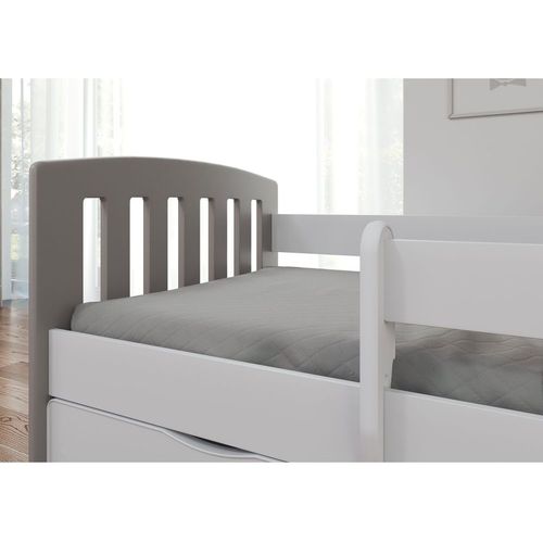 Drveni dečiji krevet Classic sa fiokom - 180x80 cm - sivi slika 4