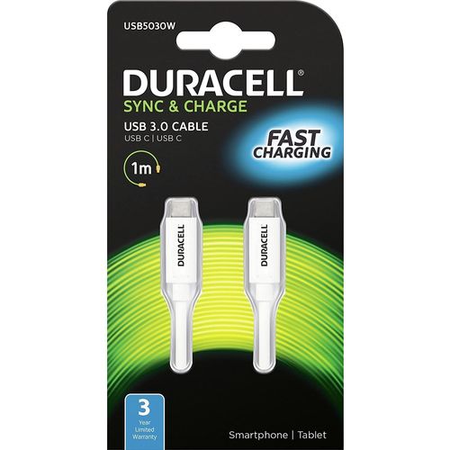 Duracell Kabel – USB-C to USB-C 1m - White slika 1