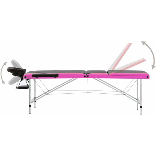 Sklopivi masažni stol s 3 zone aluminijski crno-ružičasti slika 27