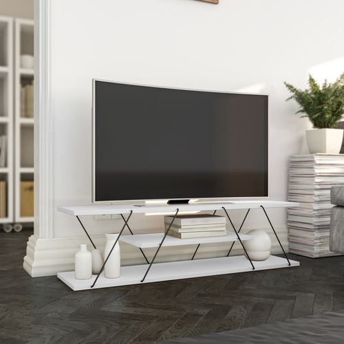 Woody Fashion Polica za TV CANAZ, Canaz - White, Black slika 1