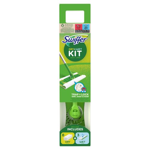 Swiffer Dry + Wet  starter kit, ručka + 8 jednokratnih krpica za pod + 3 vlažne maramice za pod slika 1