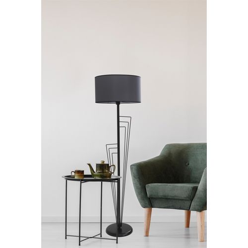 Kelebek Siyah Lambader Silindir Koyu Gri Abajurlu Black Floor Lamp slika 1