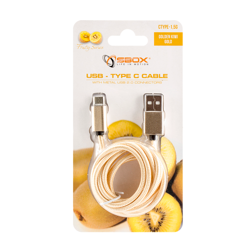 SBOX kabel  USB->TYPE C M/M 1,5M Fruity zlatni slika 4