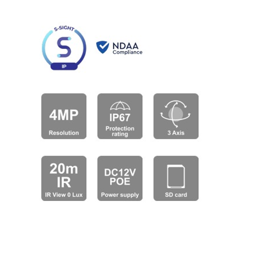 Ip Bullet kamera 4mp, S-Sight,2,8mm, IR20M, PoE, I2-340IPSN-28-V2 slika 5