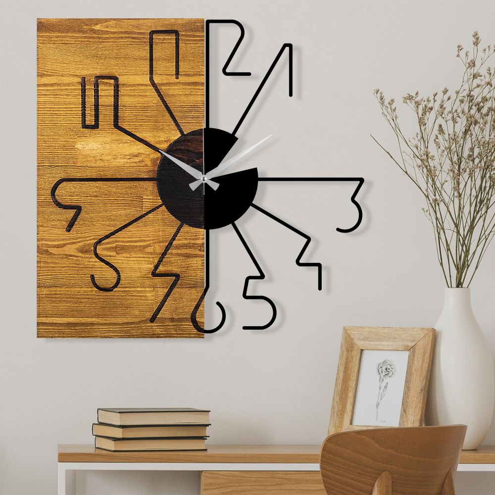 Decorative wooden wall clock Wooden Clock 29, colours: walnut, black slika 1