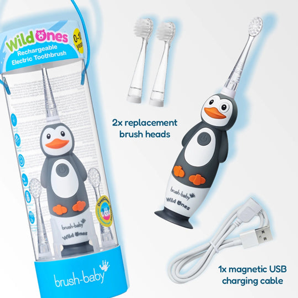 Brush-Baby Dječija punjiva električna četkica WildOnes - Pingvin slika 9