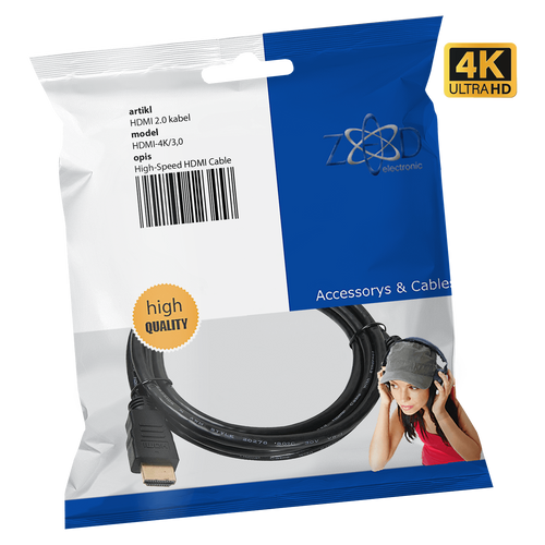 ZED electronic HDMI 2.0 kabl, 4K, dužina 3,0 met. - HDMI-4K/3,0 slika 1