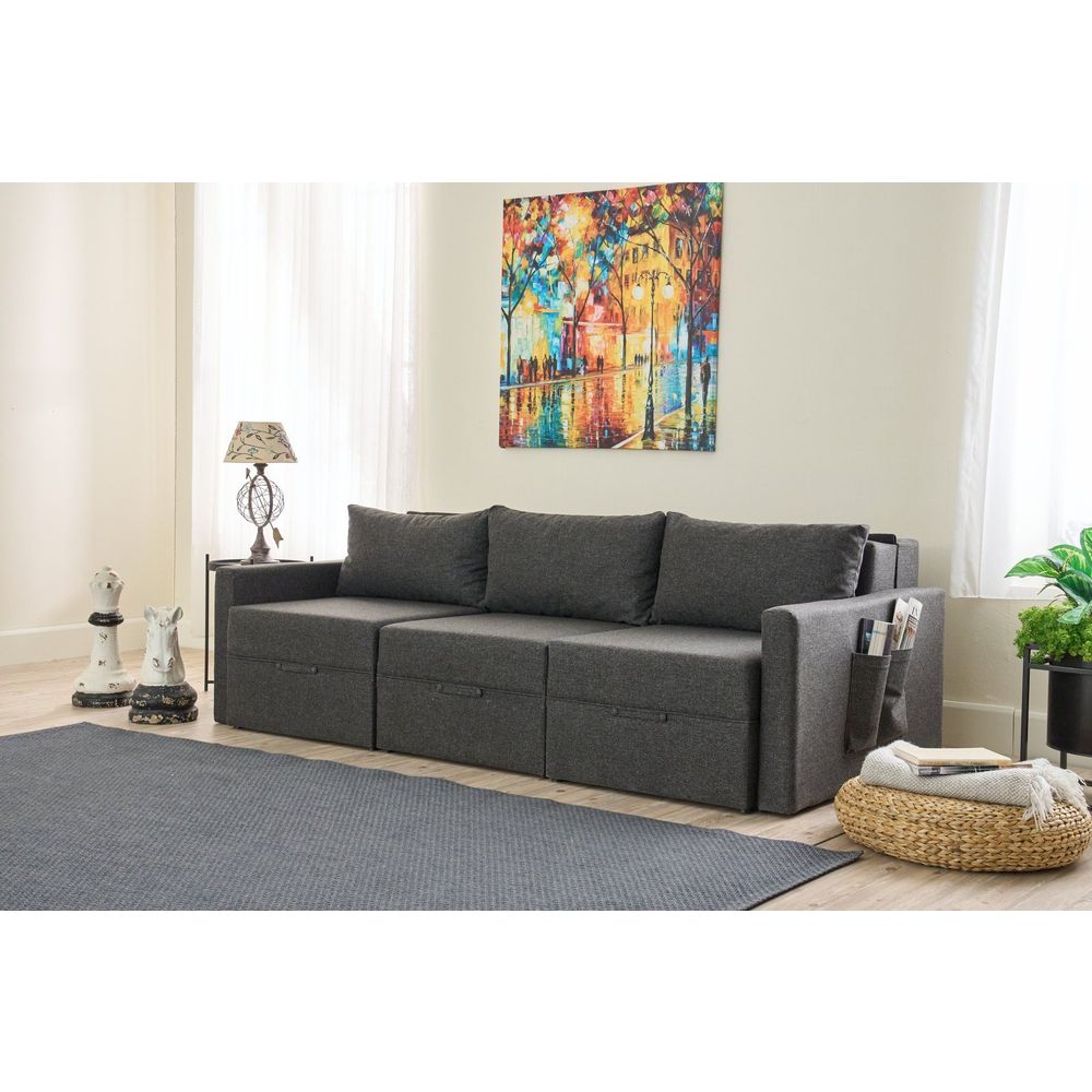 Sofa na razvlačenje za 3 osobe Saros - antracit slika 1