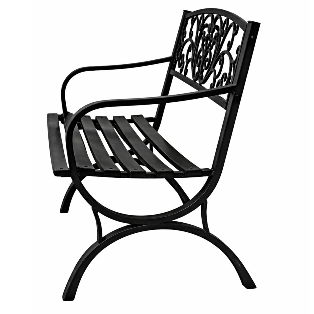 Vrtna klupa za terasu, metalna, s 2 sjedala, ukrašena, crna, 127 cm slika 4