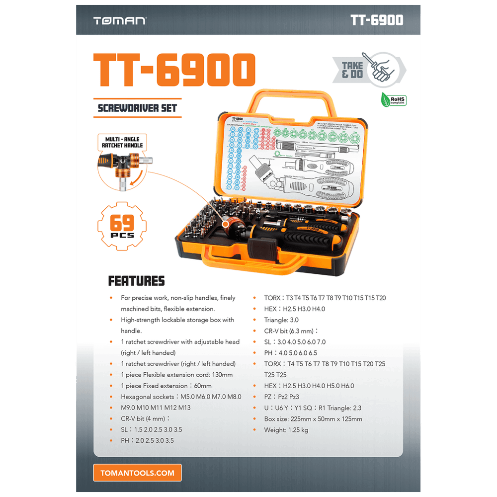 Toman Set alata, profesionalni komplet, 69 kom - TT-6900 slika 6