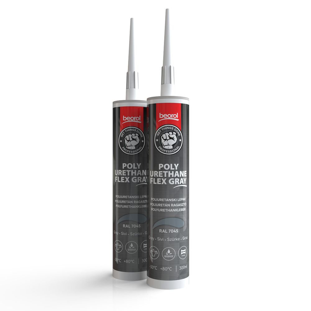 Beorol Polyurethane flex 300ml, lijepak, sivi slika 2