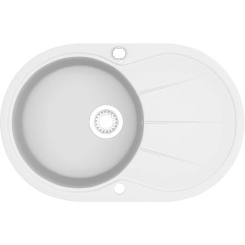 Granitni kuhinjski sudoper s jednom kadicom ovalni bijeli slika 19
