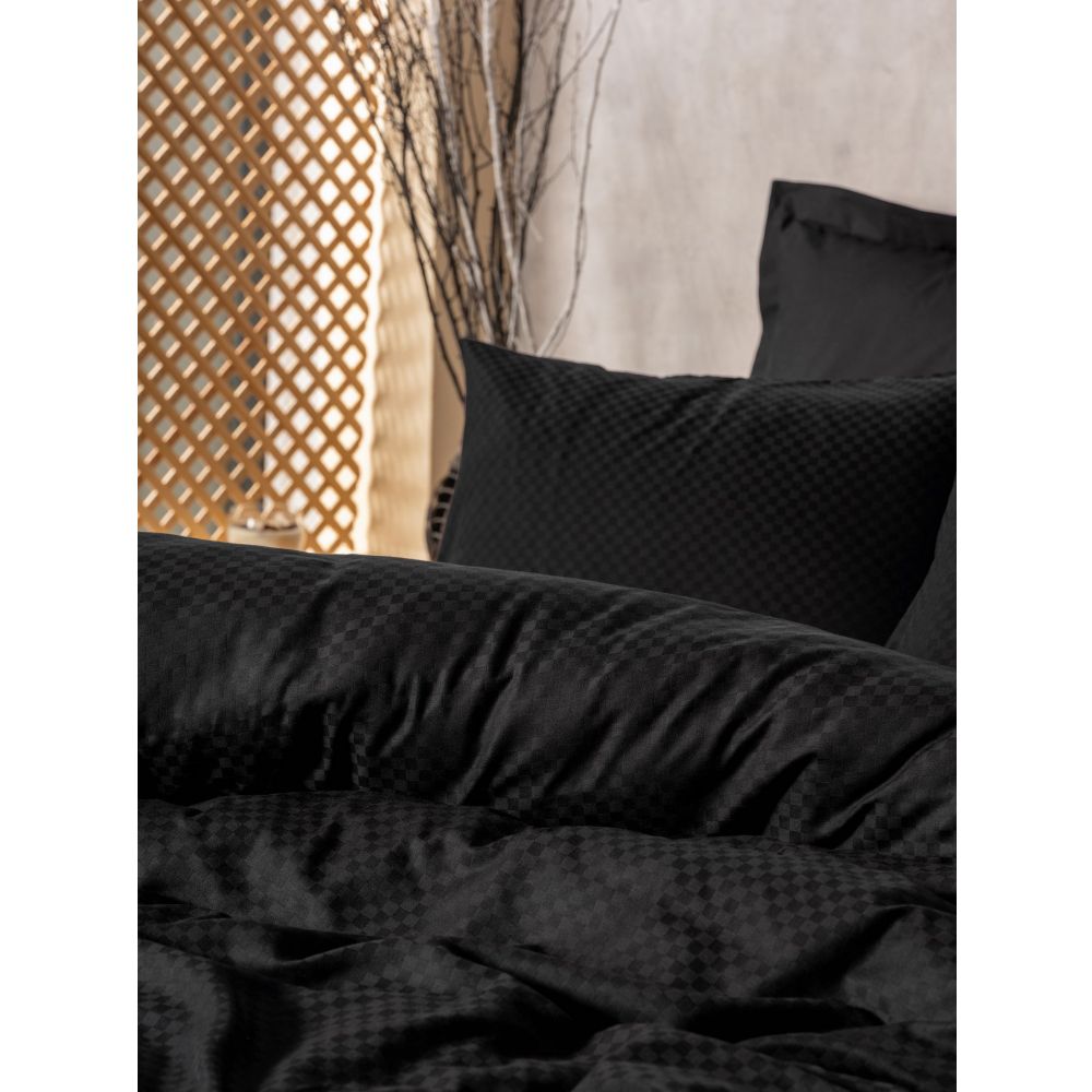 Plaid - Black Black Ranforce Double Quilt Cover Set (DE) slika 2