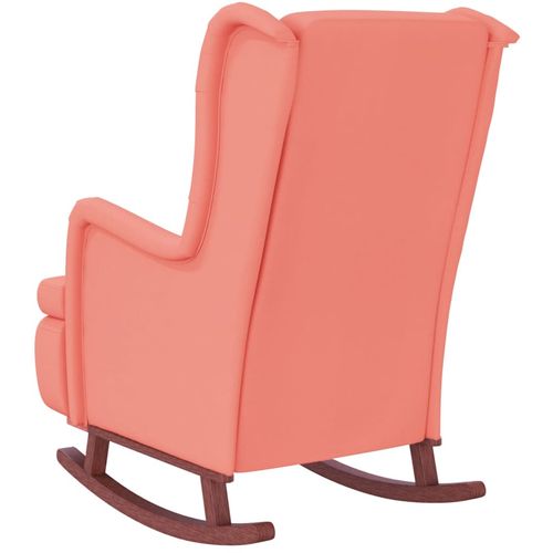 Fotelja s nogama za ljuljanje od kaučukovca ružičasta baršun slika 6