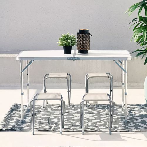 Modernhome set za kampiranje stol+ 4 stolice - bijeli slika 2