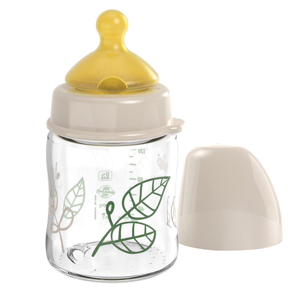 nip® Staklena flašica širokog grla Cherry Green 120ml 0m+, Beige slika 1