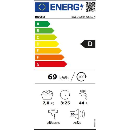 Indesit BWE71283X WS EE N Veš mašina, 7 kg, 1200 rpm, Inverter motor, Dubina 57.5 cm slika 14