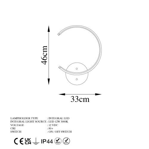 Opviq Moon - 13328 Crna Zidna Lampa slika 10