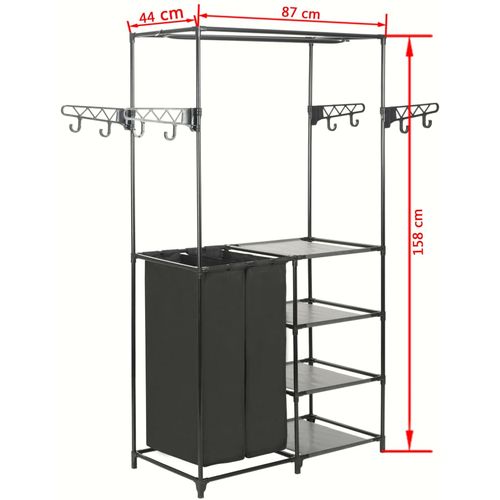 Stalak za odjeću od čelika i netkane tkanine 87x44x158 cm crni slika 6