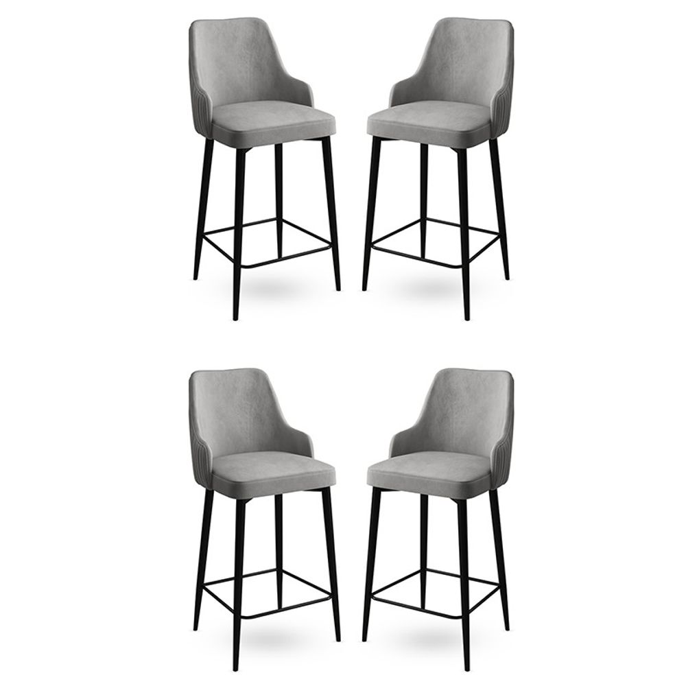 Enox - Sivi i Crni Bar Stolac Set (4 Komada) slika 1